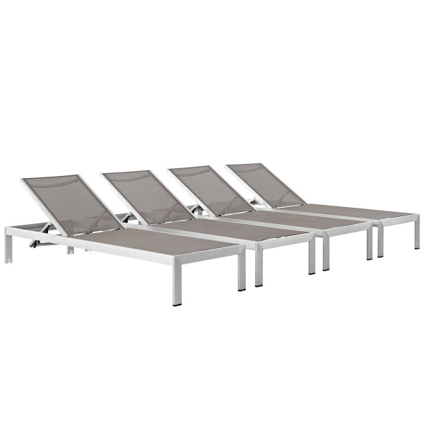 Shore Chaise Outdoor Patio Aluminum Set of 4 by Modway