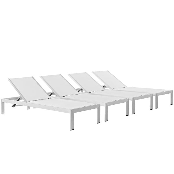 Shore Chaise Outdoor Patio Aluminum Set of 4 by Modway