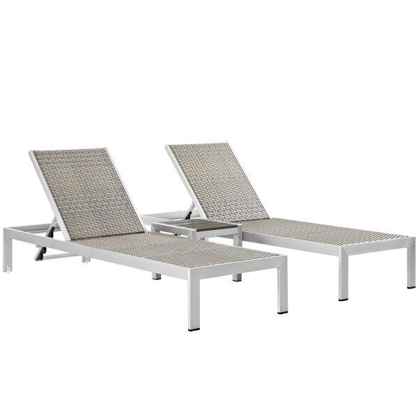 Shore 3 Piece Outdoor Patio Aluminum Set Silver Gray by Modway