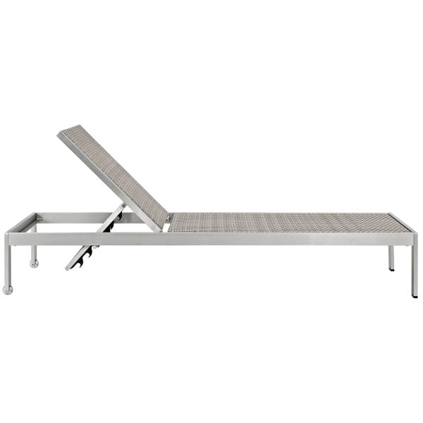 Shore Chaise Outdoor Patio Aluminum Set of 4 Silver Gray by Modway