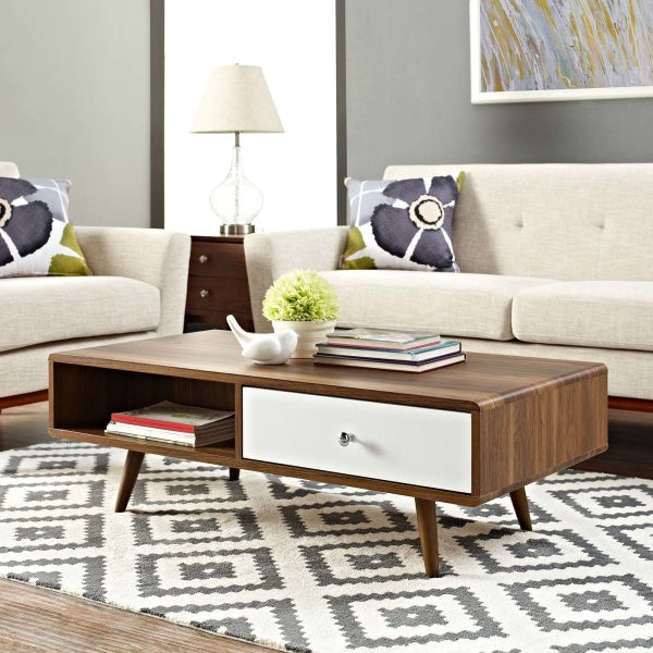 Transmit Coffee Table in Walnut White by Modway