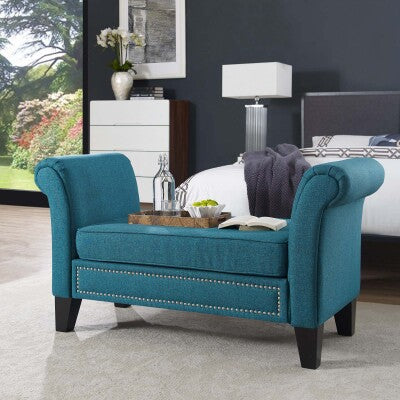 Rendezvous Bench Teal | Polyester by Modway