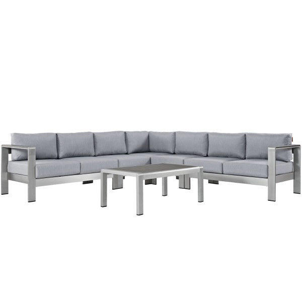 Shore 6 Piece Outdoor Patio Aluminum Sectional Sofa Set by Modway