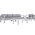 Shore 4 Piece Outdoor Patio Aluminum Sectional Sofa Set by Modway