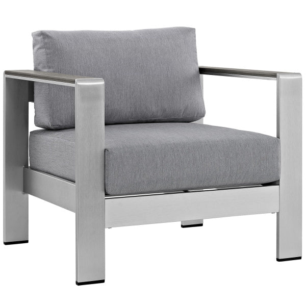 Shore 6 Piece Outdoor Patio Aluminum Sectional Sofa Set Silver Gray by Modway