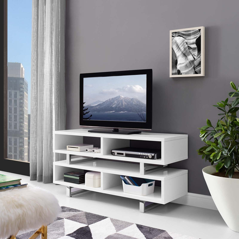 Amble 47” TV Stand in White | Fiber by Modway