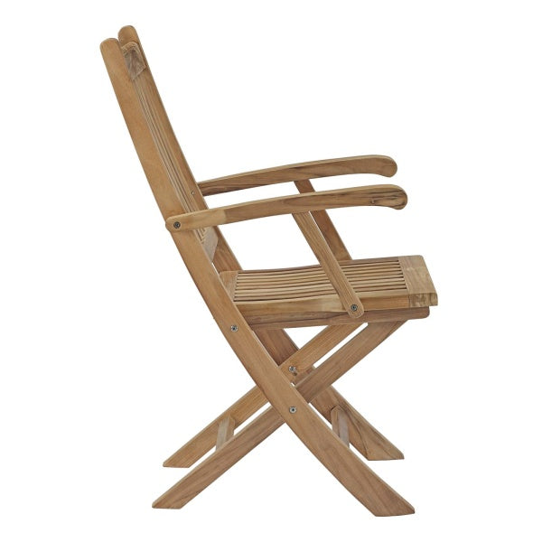 Marina Outdoor Patio Teak Folding Chair Natural Arm Chair by Modway