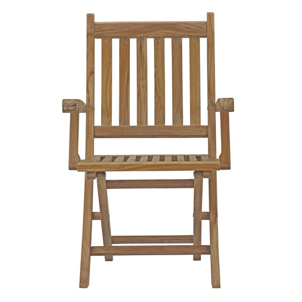 Marina Outdoor Patio Teak Folding Chair Natural Arm Chair by Modway