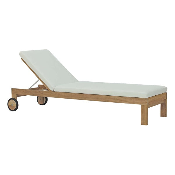 Upland Outdoor Patio Teak Chaise Natural White by Modway