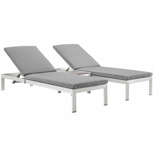 Shore 3 Piece Outdoor Patio Aluminum Chaise with Cushions by Modway