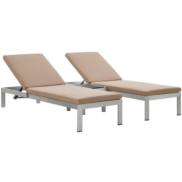 Shore 3 Piece Outdoor Patio Aluminum Chaise with Cushions by Modway