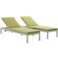 Shore 3 Piece Outdoor Patio Aluminum Chaise with Cushions by Modway