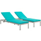 Shore 3 Piece Outdoor Patio Aluminum Chaise with Cushions by Modway