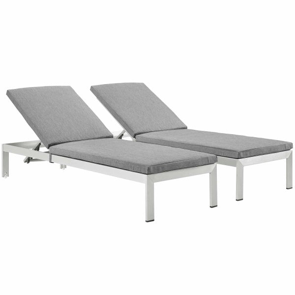Shore Chaise with Cushions Outdoor Patio Aluminum Set of 2 by Modway