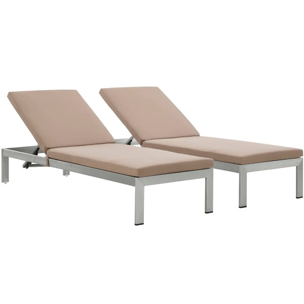 Shore Chaise with Cushions Outdoor Patio Aluminum Set of 2 by Modway