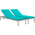 Shore Chaise with Cushions Outdoor Patio Aluminum Set of 2 by Modway