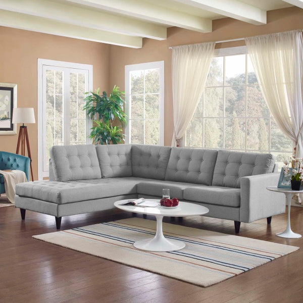 Empress 2 Piece Upholstered Fabric Left Facing Bumper Sectional by Modway