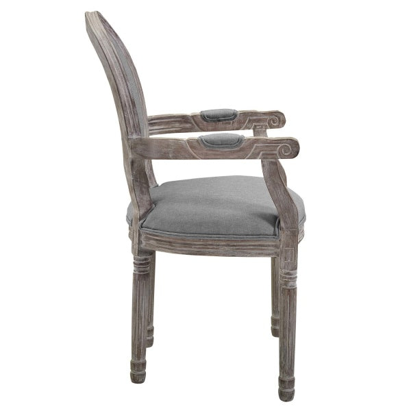 Emanate Vintage French Upholstered Fabric Dining Armchair Light Gray by Modway