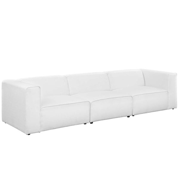 Mingle 3 Piece Upholstered Fabric Sectional Sofa Set | Polyester by Modway