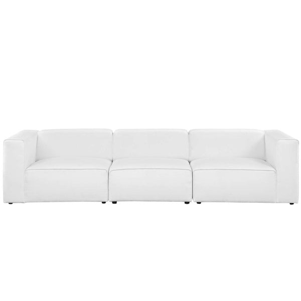 Mingle 3 Piece Upholstered Fabric Sectional Sofa Set | Polyester by Modway