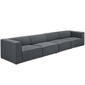 Mingle 4 Piece Upholstered Fabric Sectional Sofa Set | Polyester by Modway