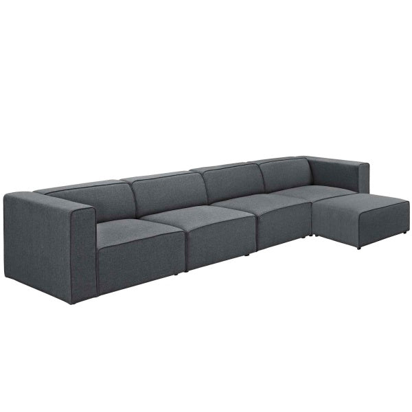 Mingle 5 Piece Upholstered Fabric Sectional Sofa Set | Polyester by Modway