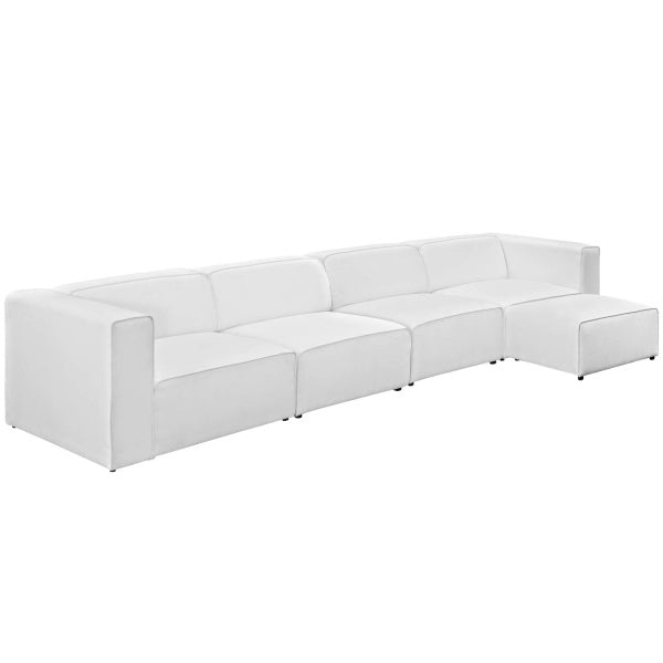 Mingle 5 Piece Upholstered Fabric Sectional Sofa Set | Polyester by Modway