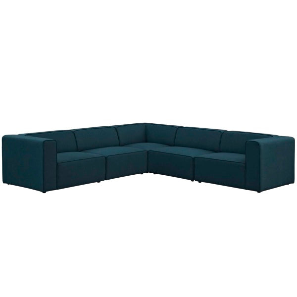 Mingle 5 Piece Upholstered Fabric Sectional Sofa Set | Polyester by Modway