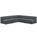 Mingle 5 Piece Upholstered Fabric Armless Sectional Sofa Set | Polyester by Modway