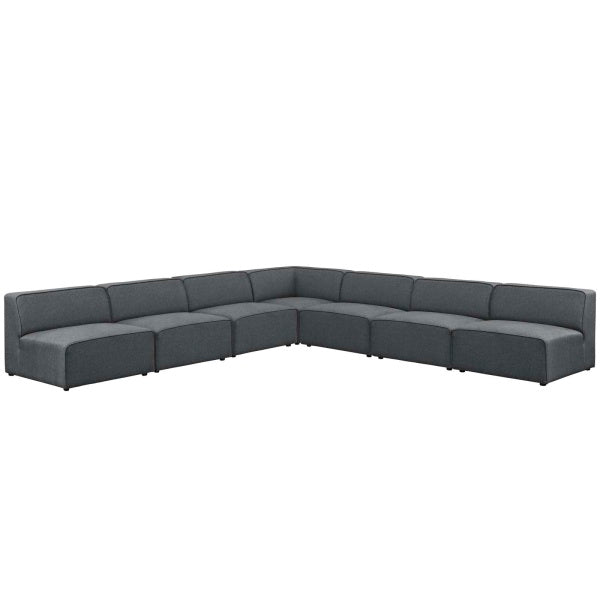 Mingle 7 Piece Upholstered Fabric Sectional Sofa Set | Polyester by Modway
