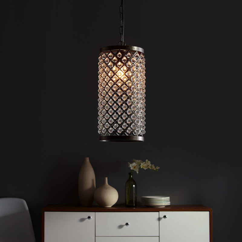 Reflect Glass and Metal Pendant Chandelier in Black by Modway