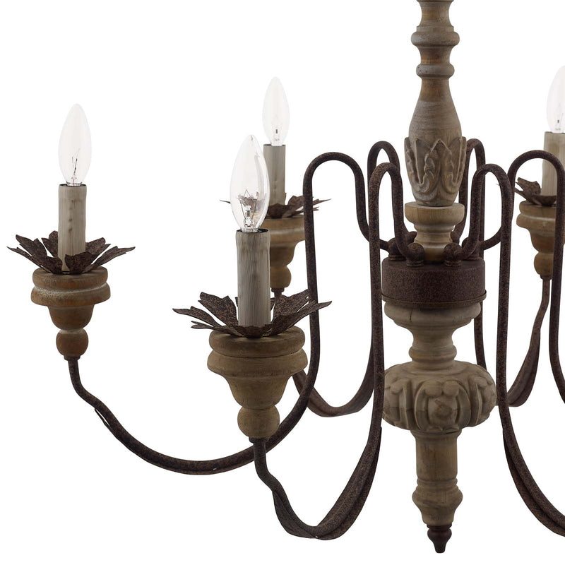 Bountiful Vintage French Pendant Ceiling Light Candelabra Chandelier in Brown by Modway