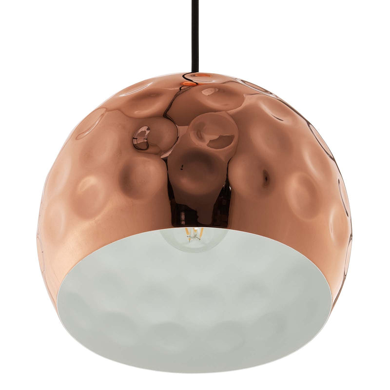 Dimple 10" Half-Sphere Rose Gold Pendant Light by Modway