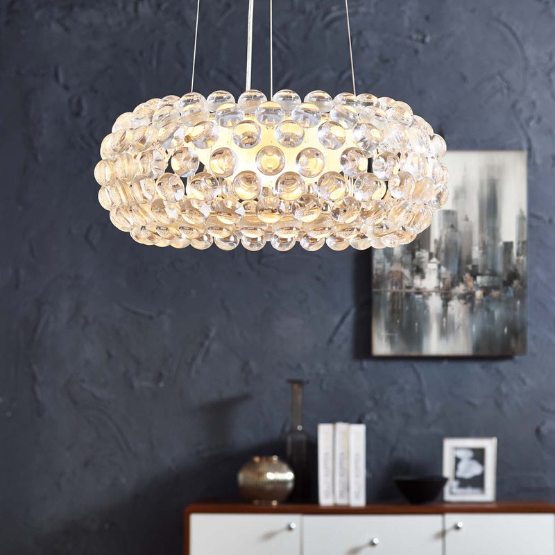 Halo 20" Pendant Chandelier in White by Modway