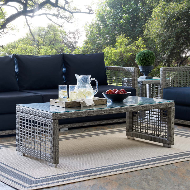 Aura Rattan Outdoor Patio Coffee Table Gray by Modway