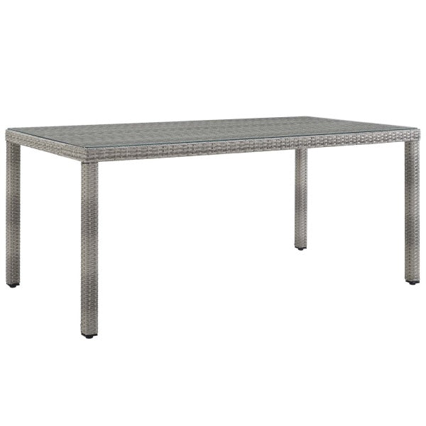 Aura 68" Outdoor Patio Wicker Rattan Dining Table Gray By Modway