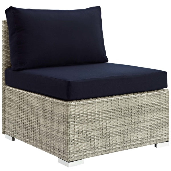 Repose Sunbrella Fabric Outdoor Patio Armless Chair in Light Gray Navy by Modway