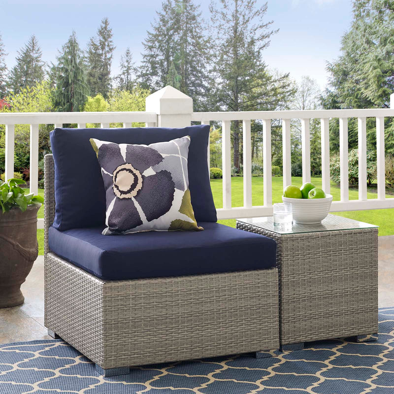 Repose Sunbrella Fabric Outdoor Patio Armless Chair in Light Gray Navy by Modway