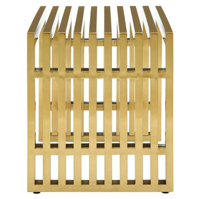 Gridiron Small Stainless Steel Bench Gold by Modway