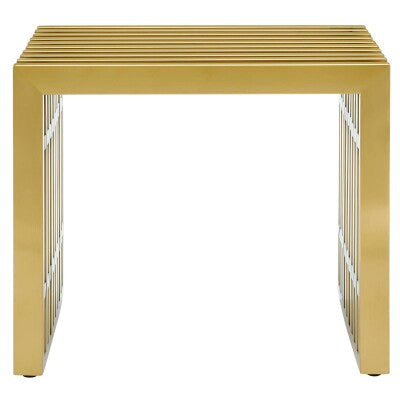 Gridiron Small Stainless Steel Bench Gold by Modway