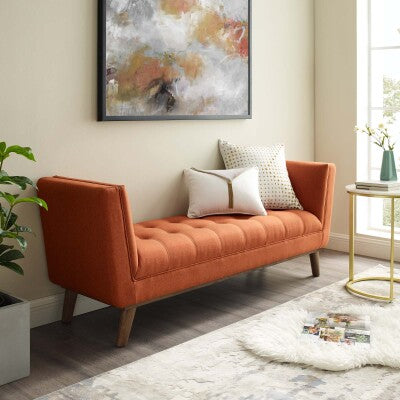 Haven Tufted Button Upholstered Fabric Accent Bench | Polyester by Modway