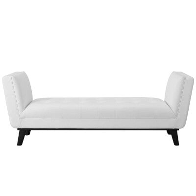 Haven Tufted Button Faux Leather Accent Bench White by Modway