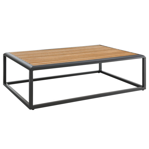 Stance Outdoor Patio Aluminum Coffee Table in Gray Natural by Modway