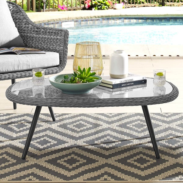 Endeavor Outdoor Patio Wicker Rattan Coffee Table Gray by Modway