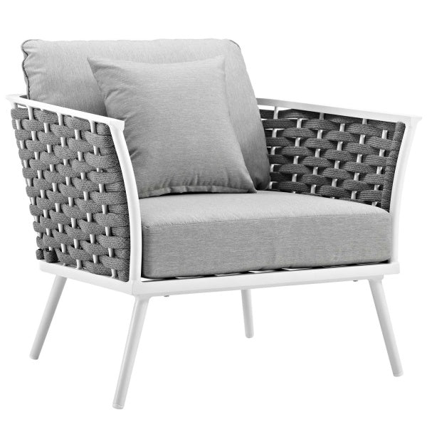 Stance Outdoor Patio Aluminum Armchair in Gray | Polyester by Modway