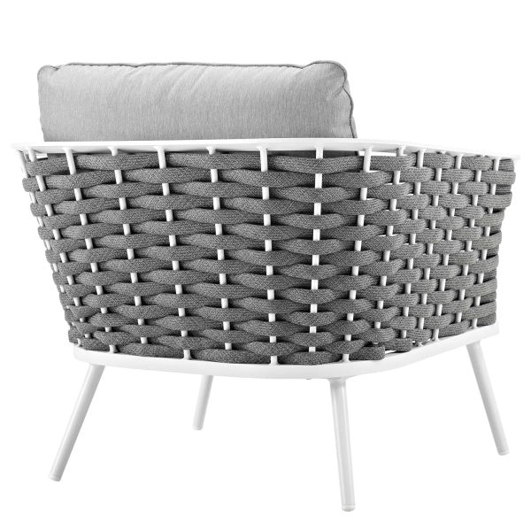 Stance Outdoor Patio Aluminum Armchair in Gray | Polyester by Modway