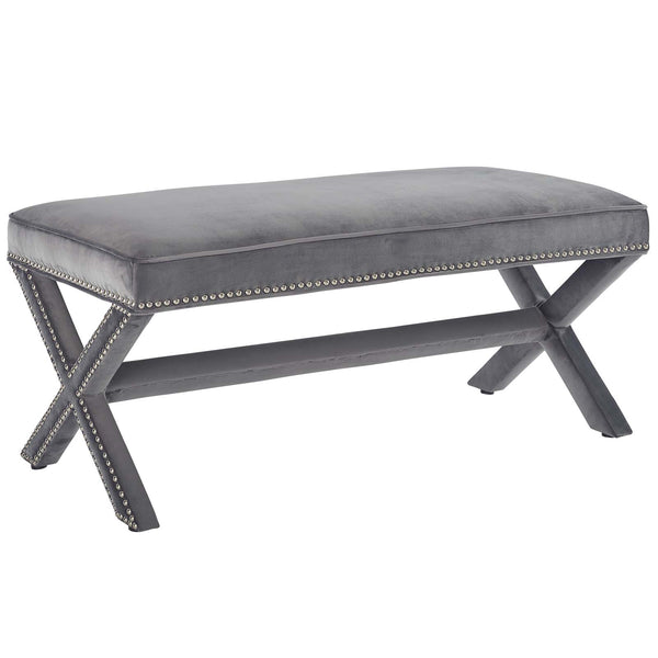 Rivet Upholstered Velvet Bench by Modway