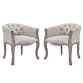 Crown Vintage French Upholstered Fabric Dining Armchair Set of 2 by Modway