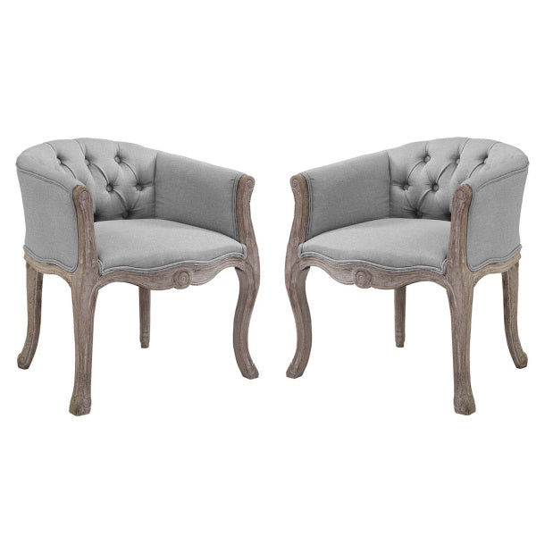 Crown Vintage French Upholstered Fabric Dining Armchair Set of 2 by Modway