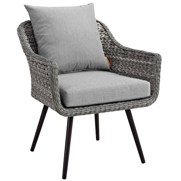 Endeavor Armchair Outdoor Patio Wicker Rattan Set of 2 in Gray Gray by Modway